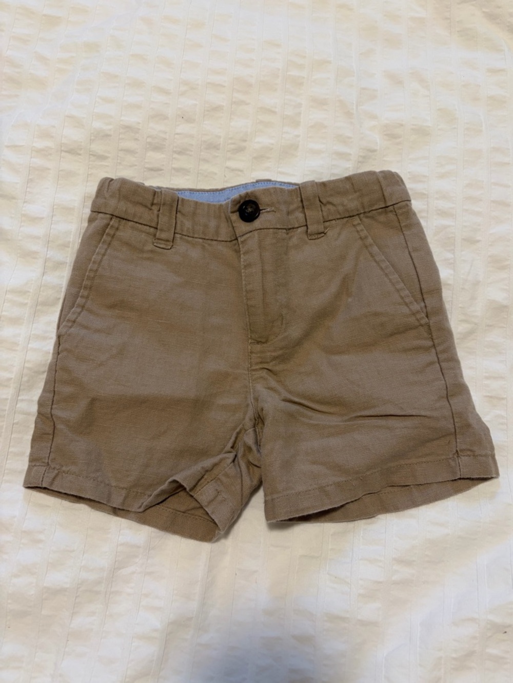 2T Linen Cotton Blend Khaki Shorts